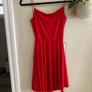 red skater dress